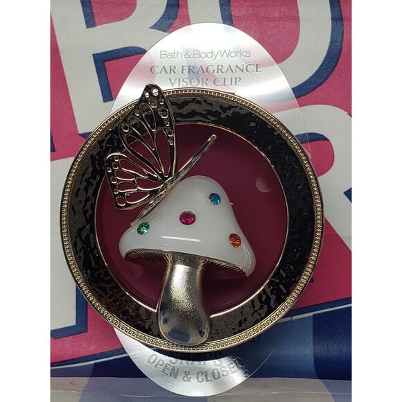 BBW Butterfly On Mushroom Visor Clip Car Fragrance Holder Vehicle Scent Decor - Picture 1 of 1